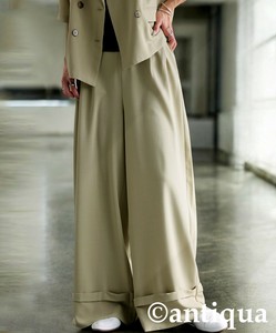 [antiqua] Full-Length Pant Ladies fashion Roll-up Wide Pants