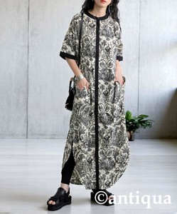 [antiqua] Casual Dress Ladies fashion Short Sleeve
