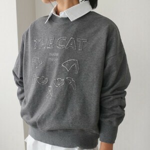 ネコ刺繍スウェット