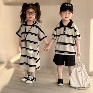 韓国スタイル 2タイプ8サイズ シャツ＆パンツ or ワンピース 男の子 女の子 ストライプ