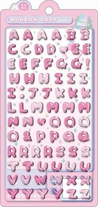 ■2025SS　新作■　ボンボンドロップ文字シール　アルファベット/ピンク