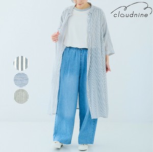 Casual Dress Striped Shirt Dress 100% Cotton Switching 7/10 length