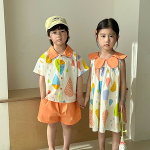 韓国スタイル 2タイプ8サイズ シャツ＆パンツ or ワンピース 男の子 女の子 カラフル
