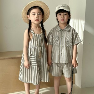 韓国スタイル 2タイプ8サイズ シャツ＆パンツ or ワンピース 男の子 女の子 ストライプ