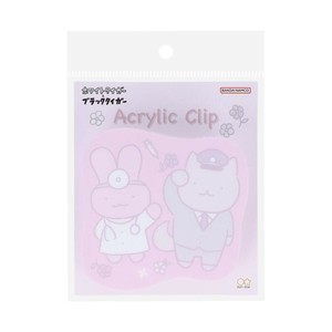【文房具】ホワイトタイガーとブラックタイガー アクリルクリップ ピンク