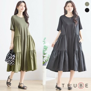 2025年新商品 洋装/连衣裙 喇叭连身裙/连衣裙 不同材质 层叠造型 L尺寸