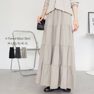 Skirt Waist Maxi-skirt Cotton Tiered