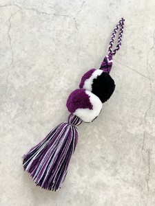 【新作入荷】メキシコ製・ポンポンチャーム【同色3点セット売り】パープルMIX
