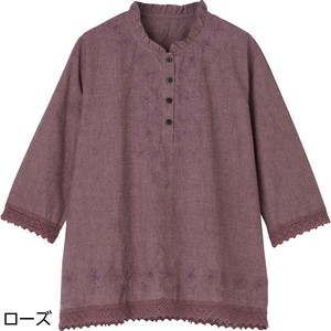 7分袖刺繍半開ブラウス(婦人)