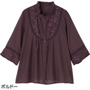 7分袖刺繍前開きブラウス(婦人)