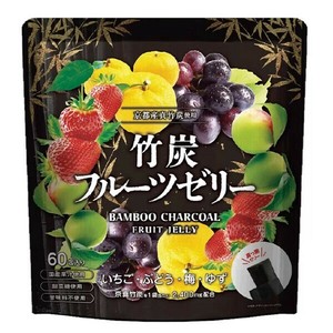 竹炭フルーツゼリー4種 60包 いちご ぶどう ゆず 梅 果物ゼリー 国産果汁 甜菜糖使用