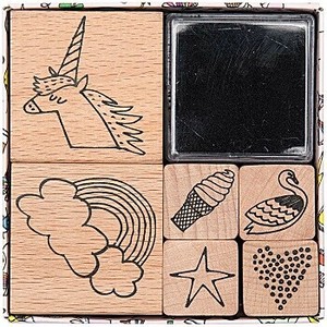 ［輸入スタンプ ］RICO DESIGN スタンプ セット☆ユニコーン レインボー 虹 星 ハート ソフトクリーム☆