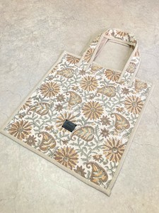 おすすめ★新作★【Swaraj】ハンドブロックプリントTOTE / OFF WHTXBRN