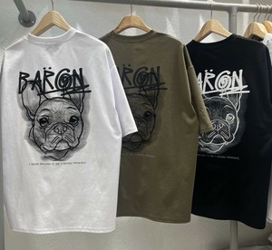 【2025春夏新作】刺繍パグデザイン半袖Tシャツ