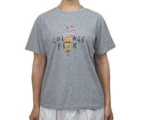 半袖Tシャツ　個性的　プリント　アイスクリーム　スイーツ　カジュアル　グレー