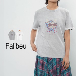【新作】スカーフ猫プリントカットソー　コットン Tシャツ　2色展開