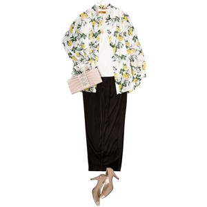 Button Shirt/Blouse Floral Pattern Stand-up Collar Made in Japan