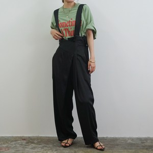 【人気商品　即納】サテン3wayサロペットパンツ（ブルー・グレー・ブラック）つや　ワイド　なめらか