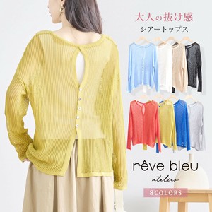 【2025新作】【再入荷】【M〜L】バックボタン透かし編みニットプルオーバー(N12-575)(5号店）FM5