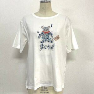 【25SS新作】日本製  熊 ベアー エンブロイダリー 刺繍 クルーネック Tシャツ 80/2強撚綿100%