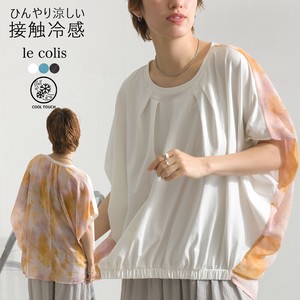 T-shirt Dolman Sleeve Nuance Pattern Short Sleeve Switching Cool Touch [S/S NEW]