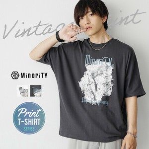 [MinoriTY] T-shirt Dolman Sleeve Crew Neck Short-Sleeved T-Shirt Vintage