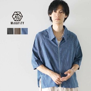 [MinoriTY] Button Shirt Short Sleeve Blouson Double-zip Short Length