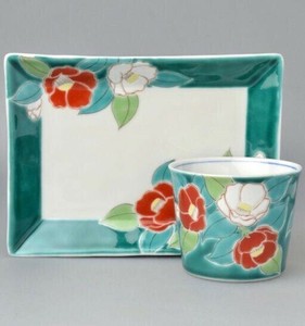 Kutani ware Cup & Saucer Set Camellia