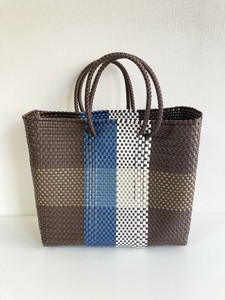 【予約】手編みのメルカドバッグ（M）CHECK BRN