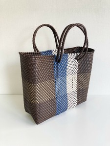 【予約】手編みのメルカドバッグ（M）CHECK BRN