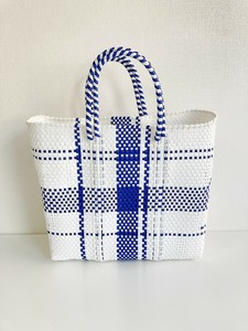 【予約】手編みのメルカドバッグ（M）ギンガム CHECK YEL/BLU