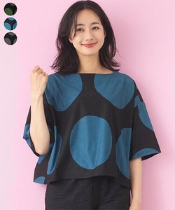 【2025新作】ドット柄ドロップショルダー半袖ワイドTシャツカットソー 26-0103