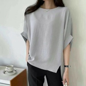 Tシャツ 半袖 ラウンドネック 無地 ゆったり 快適 レディース ファッション MBQ1134