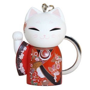 Key Ring Japanese Style Beckoning Cat Kimono Lucky Charm Figure Neko [2025 NEW]