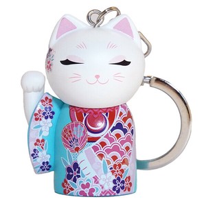 Key Ring Japanese Style Beckoning Cat Kimono Lucky Charm Figure Neko [2025 NEW]