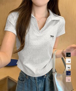 国内即納 Vネックポロシャツ レディースTシャツ夏