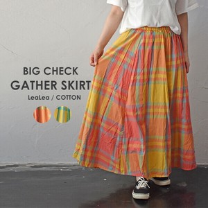 Skirt Check Gathered Skirt 100% Cotton
