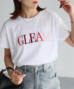 GLEAMロゴ刺繍Tシャツ　グラデーションロゴ　ロゴ刺繍　刺繍　Tシャツ　ロゴ　大人カジュアル