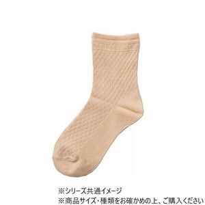 神戸生絲　婦人ゴムなし柄すべり止めソックス(格子)22-24cm  3335  ベージュ