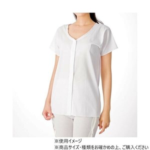 神戸生絲　婦人クレープ/前開き半袖(マジック式)LL  CH3  ワンタッチ肌着   白