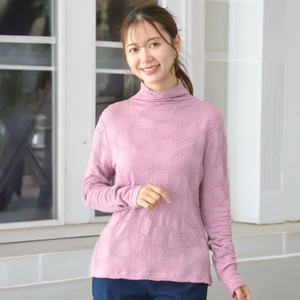 【2025年7月新作】【日本製】丸柄シャーリングボトル衿長袖カットソーTシャツ（B28800）
