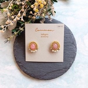 Pierced Earrings Gold Post Natural Stone Made in Japan