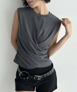【2025春夏新作】フロントツイストノースリーブTシャツ