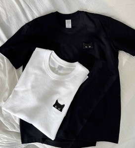 ※キズあり【OUTLET80%OFF】EH1394o-bk-L 黒猫Tシャツ コットン カジュアル 夏 半袖