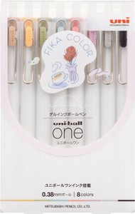 【三菱鉛筆】ユニボール ワン 0.38mm　フィーカカラー8色セット