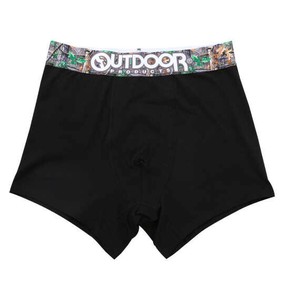 OUTDOOR PRODUCTS ビッグサイズ 綿ベア天転写ゴムブラックボクサーパンツ リアルカモ×ブラック