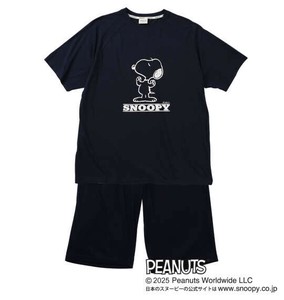 PEANUTS ビッグサイズ 天竺ラグラン半袖Tシャツ+ハーフパンツ ネイビー