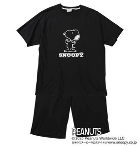 PEANUTS ビッグサイズ 天竺ラグラン半袖Tシャツ+ハーフパンツ ブラック