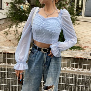Button Shirt/Blouse Off-The-Shoulder Puff Sleeve Square Sheer [2025 NEW] S/S