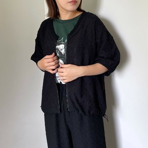 2025年新商品 短款夹克 短袖 雅卡尔织布 立即发货 秋 薄纱 束腰夹克 蕾丝